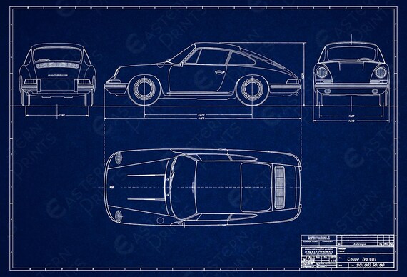 Vintage Porsche 901/911 SWB Blueprint - Etsy