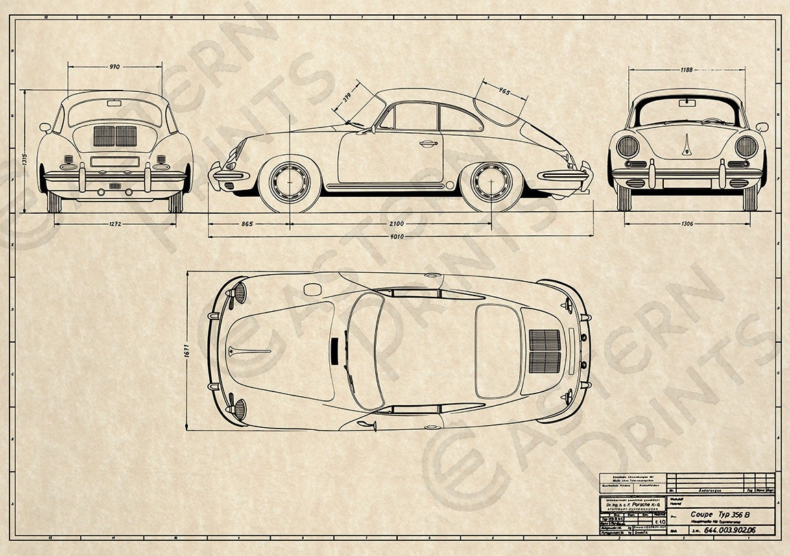 PORSCHE356A coup ポルシェ 設計図 製図 図面 プリントポスター PORSCHE356A coup ポルシェ 設計図 製図 図面 プリントポスター - メルカリ