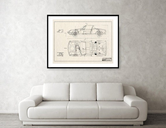 Classic Porsche 914 Blueprint Art Print - Etsy