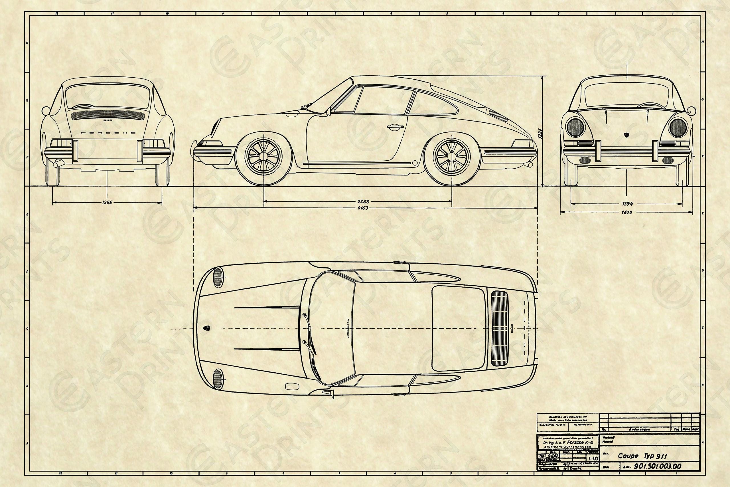 ヴィンテージ ポルシェ 911 の設計図 - Etsy 日本