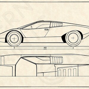 Classic Lamborghini Countach Periscopo Blueprint | Etsy