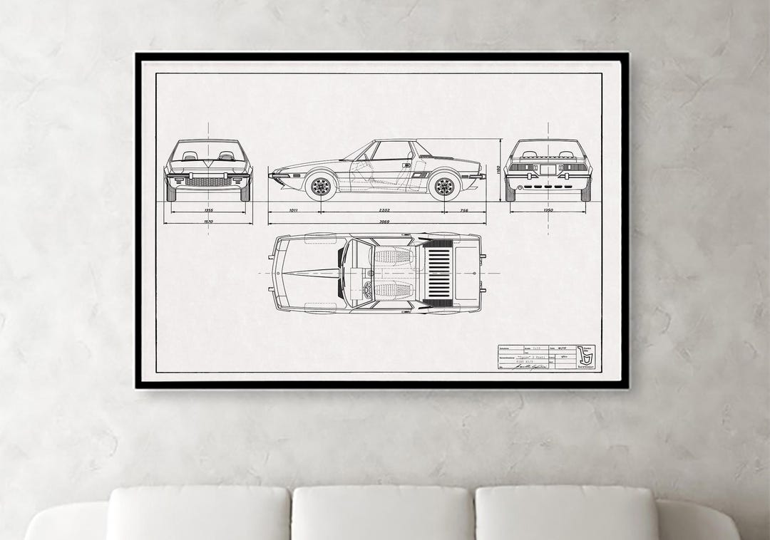 Classic Fiat X1/9 Blueprint Art Print - Etsy