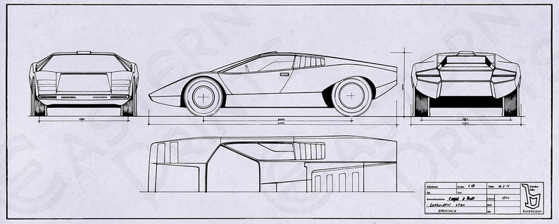 Lamborghini countach чертеж машины