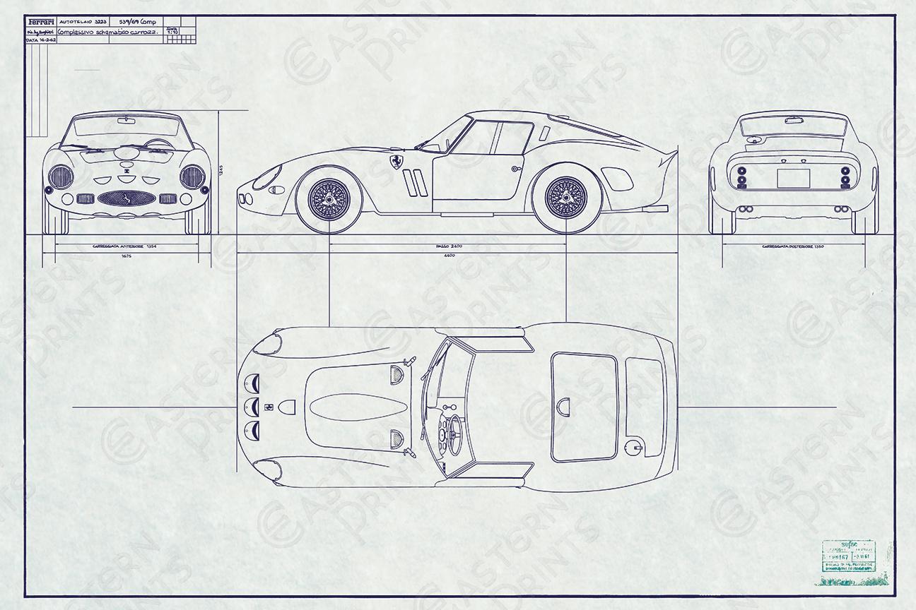 Vintage Ferrari 250 GTO Series 1 Blueprint Art Print - Etsy