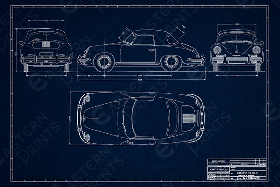 Classic Porsche 356B Coupe or Cabriolet Blueprint Art Print - Etsy