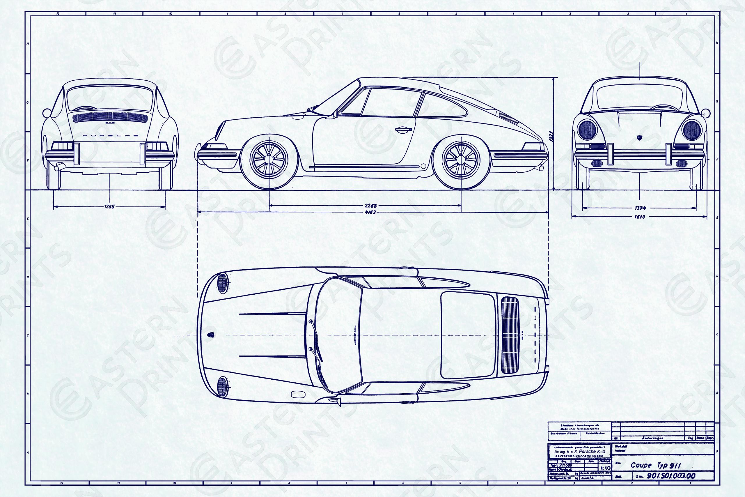 ヴィンテージ ポルシェ 911 の設計図 - Etsy 日本