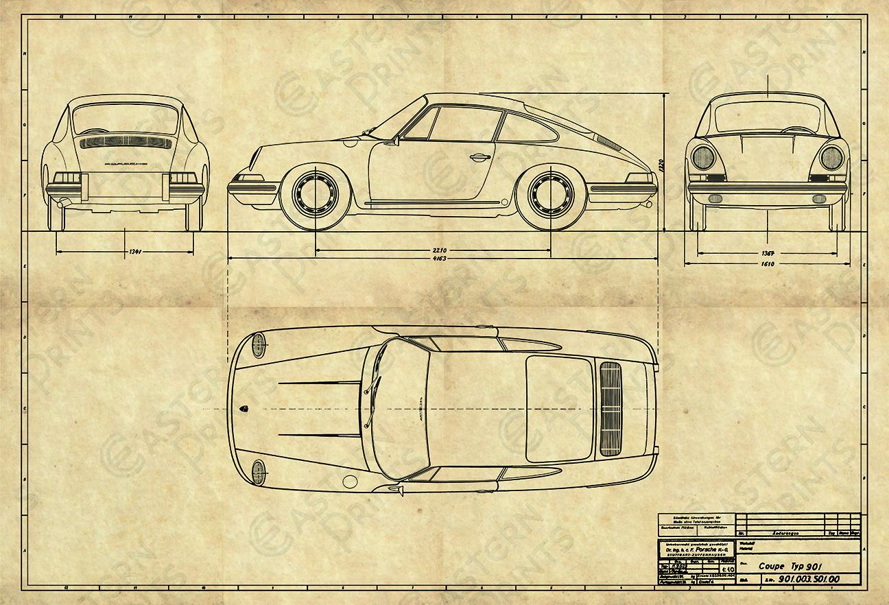 PORSCHE911SC coupe ナローポルシェ 901 製図 図面 設計図 Vintage Porsche 901/911 SWB Blueprint - Etsy