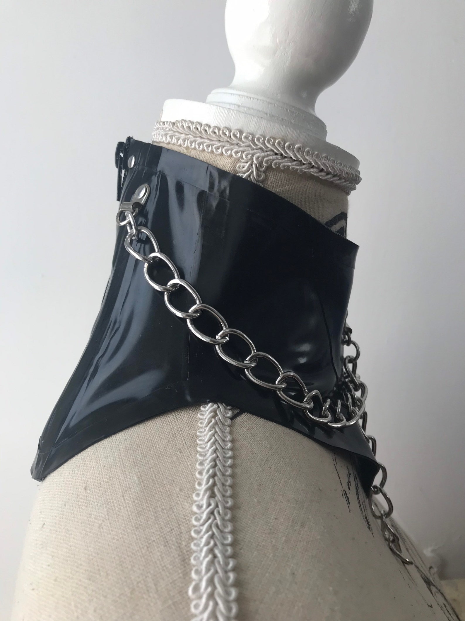 Chained Cross Latex Neck Corset - Etsy