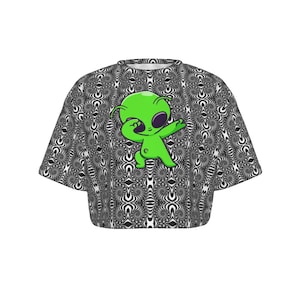 Trippy Alien Fractal Crop Top Rave UFO Top Matching Rave Set