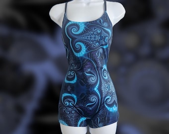 Fractal Festival Romper Trippy One-Piece Clothing Rave Jumpsuit