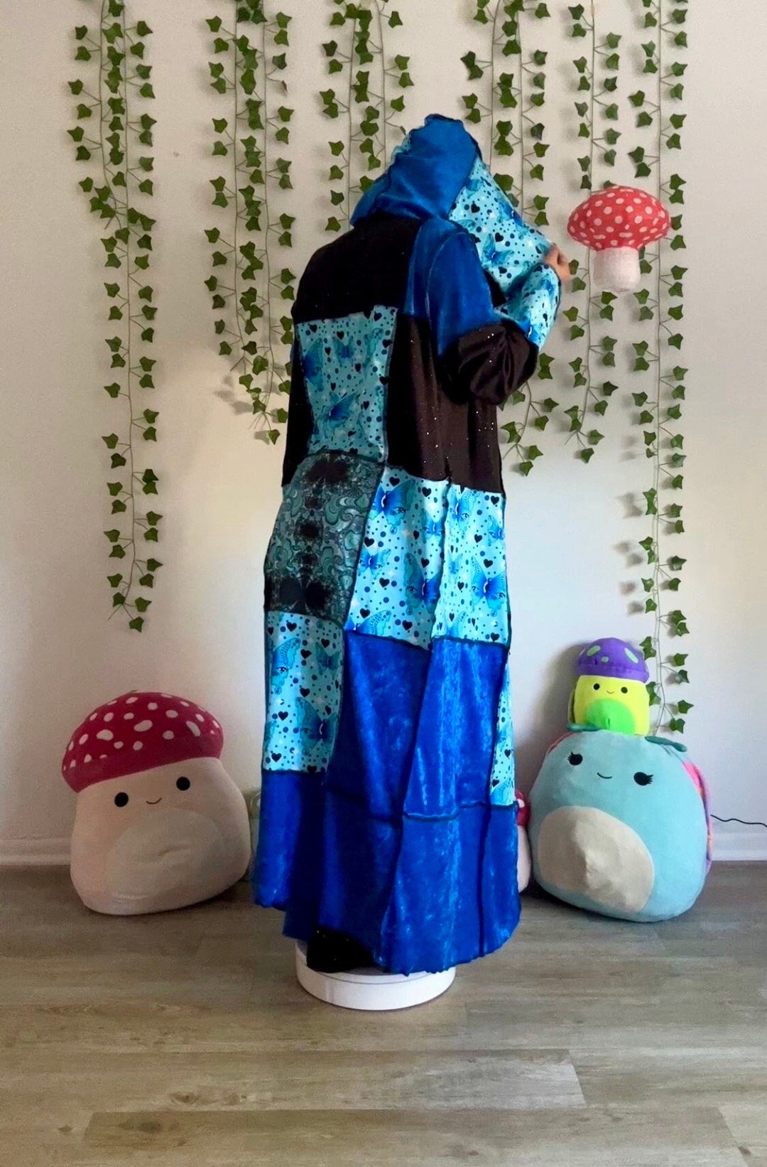 Patchwork Rave Butterfleye Patchwork Duster Trippy Fractal Pattern Fabric Festival ...