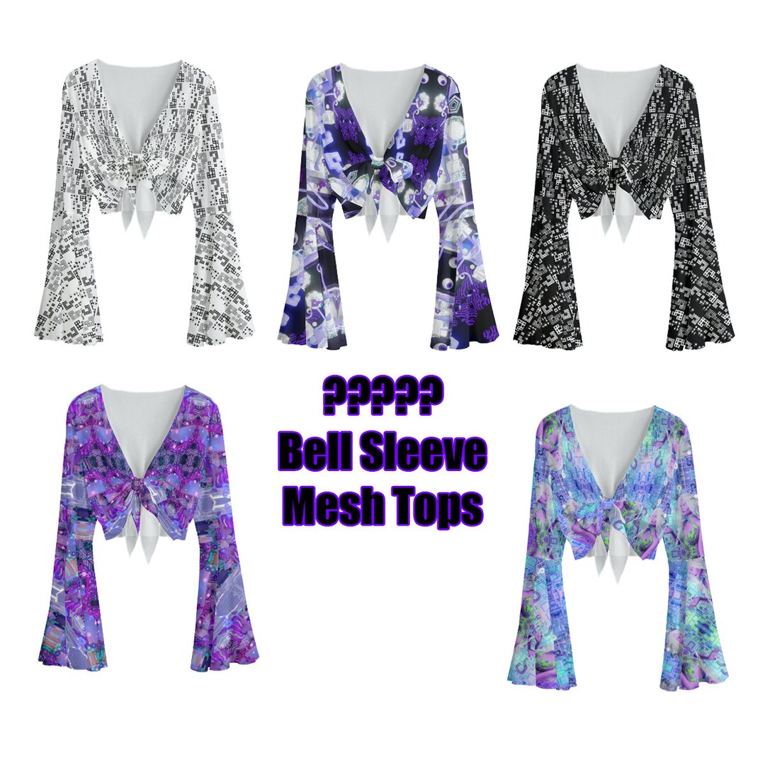 Tipper Bell Sleeve Mesh Tops Festival Clothing Trippy Fabric