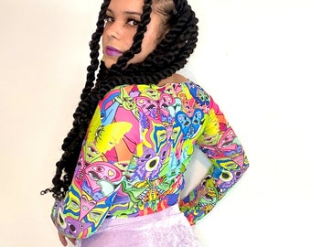 Butterfleye Long-Sleeve Mesh Crop Top Festival Fashion Rave Outfit
