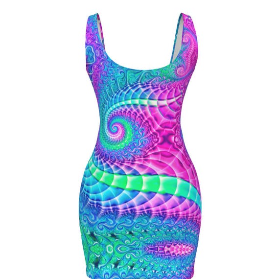 rave bodycon dress Fractal Womens goddess