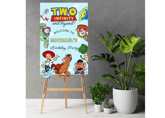 Toy Story Birthday Welcome Sign, Editable Disney Party Poster (Canva)