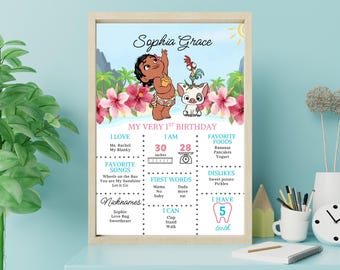 Cartello per il compleanno di Moana, tema Principessa dell'isola (Download digitale)