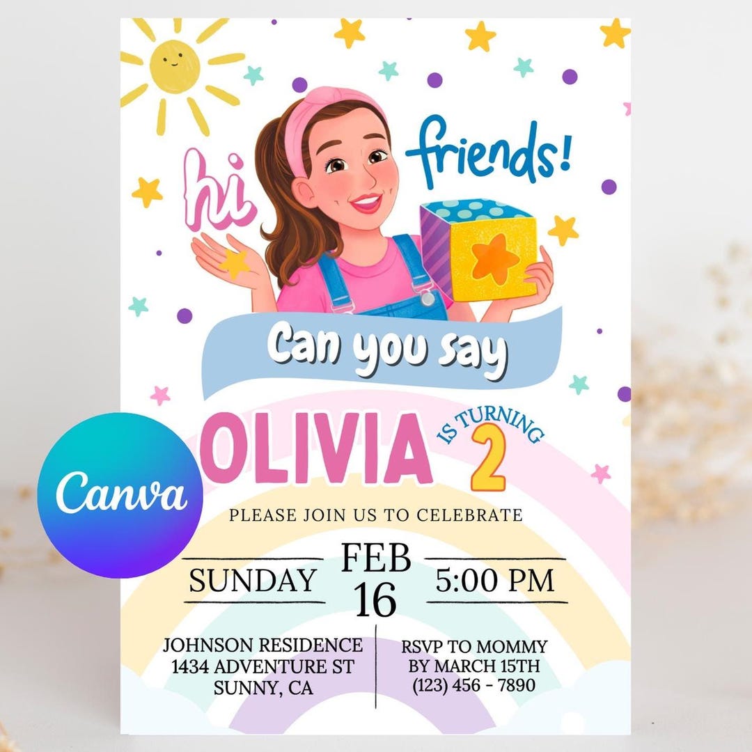 Ms. Rachel Invitation, Ms. Rachel Birthday Invitation, Digital ...