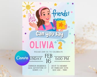 Ms. Rachel Birthday Invitation, Editable Canva Invite (Digital Download)