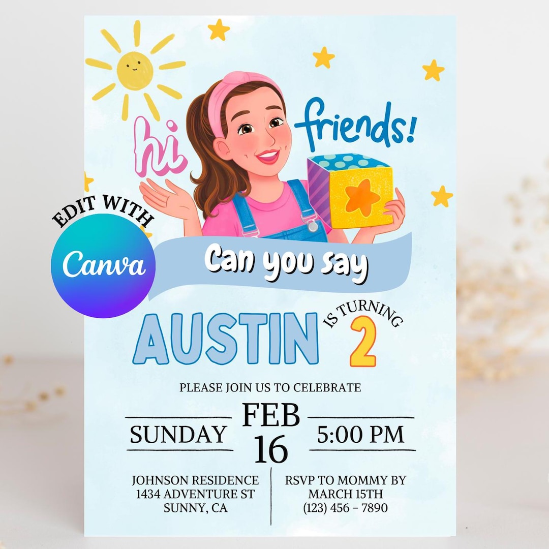 Ms. Rachel Invitation, Ms. Rachel Birthday Invitation, Digital ...