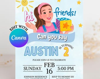 Ms. Rachel Birthday Invitation, Editable Canva Invite (Digital Download)