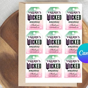 Wicked Favor Tags, EDITABLE Birthday, Digital, Instant Download, Wicked Birthday Party, Pink, Green,  Elphaba, Glinda