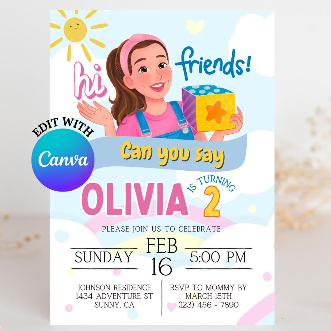 Ms. Rachel Invitation, Ms. Rachel Birthday Invitation, Digital ...