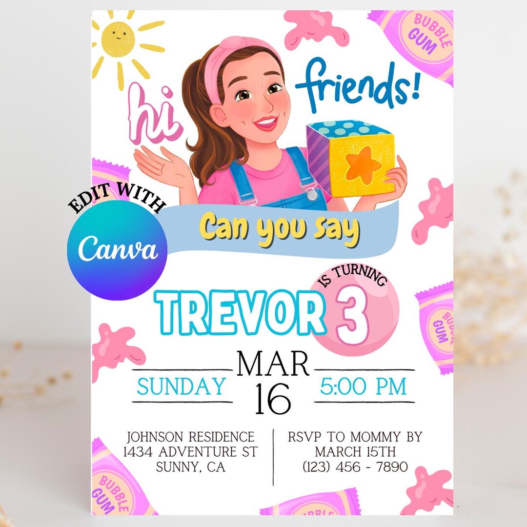 Ms. Rachel Invitation, Ms. Rachel Birthday Invitation, Digital ...