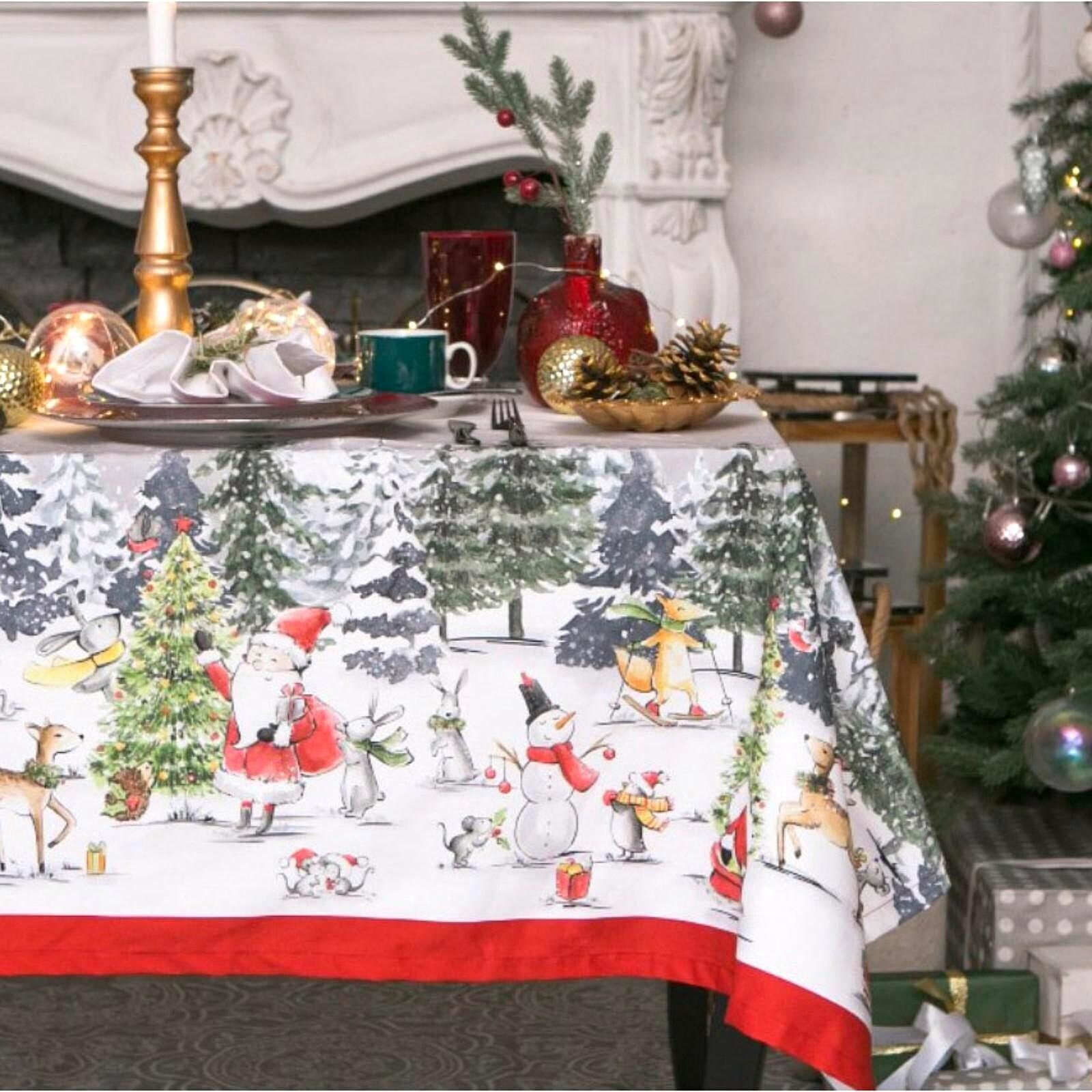 Christmas Holiday Forest Tablecloth Holiday Table Runner Etsy UK