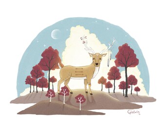 Autumn Deer Illustration Art Print