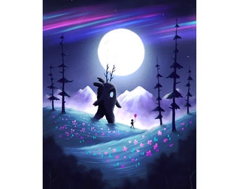 Full Moon Valley Art Print