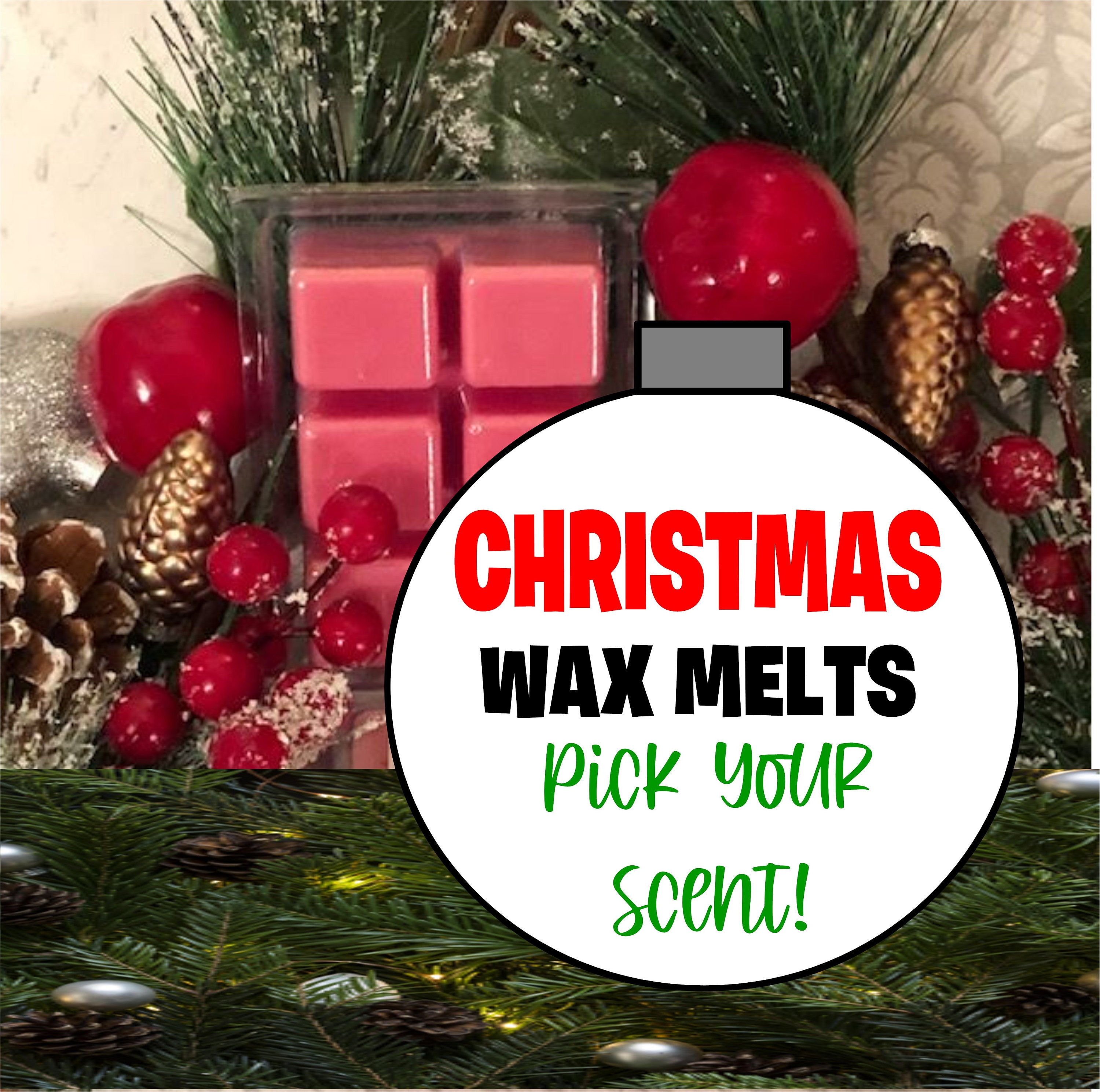 Mini Glitter CHRISTMAS TREES wax melts, Pine Scent