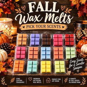 fall WAX MELTS - - strong wax tart melts - autumn wax melts -  soy blend fall wax melts - pumpkin wax melts - apple pumpkin wax melts
