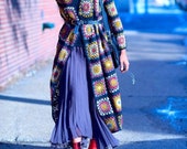 Women 39 s Cardigan crochet in Tehnica granny square boho chic style crochet dress gift woman gypsy Afghan crochet women 39 s clothing