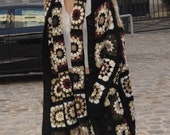 Women 39 s cardigan crochet in Tehnica Granny square boho chic style cardigan and gift scarf woman gypsy Afghan crochet women 39 s clothing