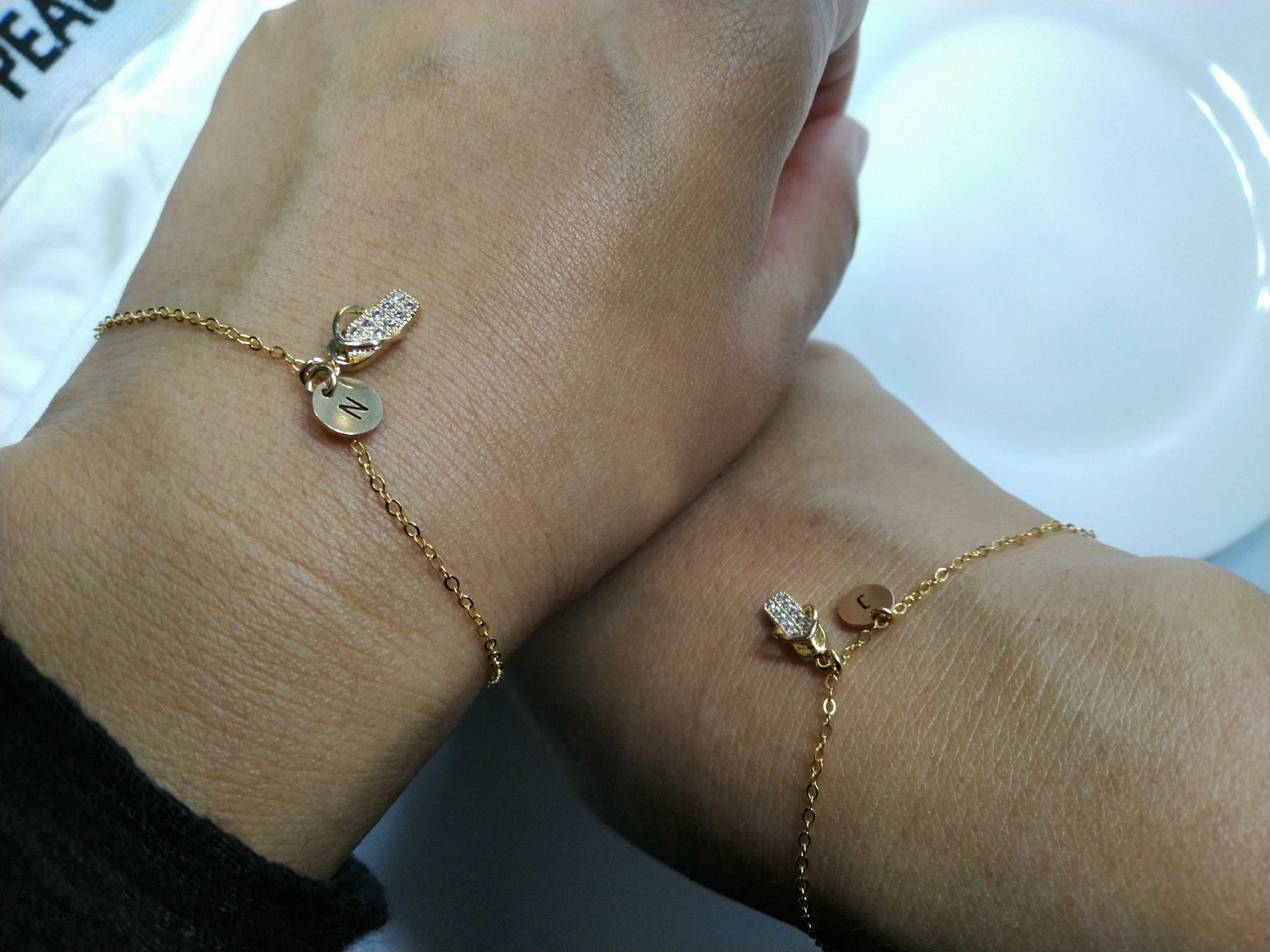 2 in 1 couples bracelet 14k gold jewelry dainty initial Etsy