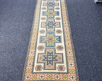 ヴィンテージ　トルコ製ランナーラグ ヴィンテージ トルコ製 ウシャック ランナーラグ：手編みウール