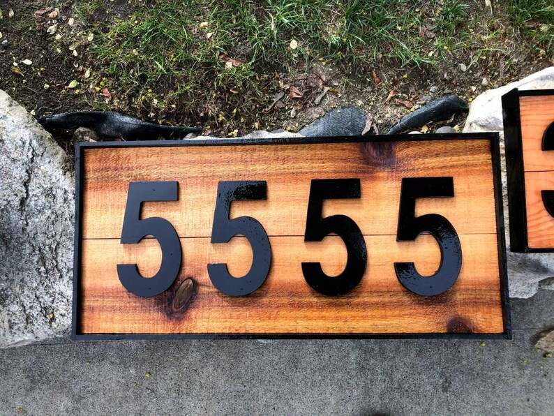Handcrafted cedar address plaque / sign horizontal Etsy