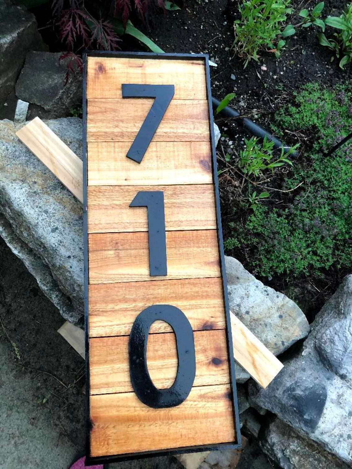 Hand crafted cedar address plaque / sign vertical Etsy