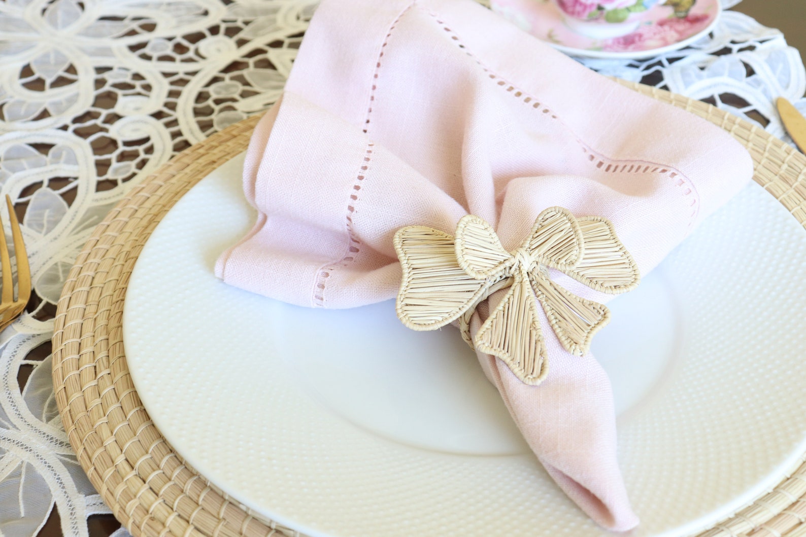 Bow napkin ring iraca/straw Etsy
