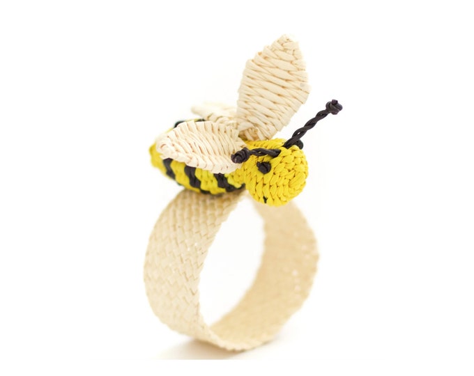 Honey Bee Napkin Rings, Yellow Napkin Rings, Bumble Bee Napkin Rings, Bee Table Decor