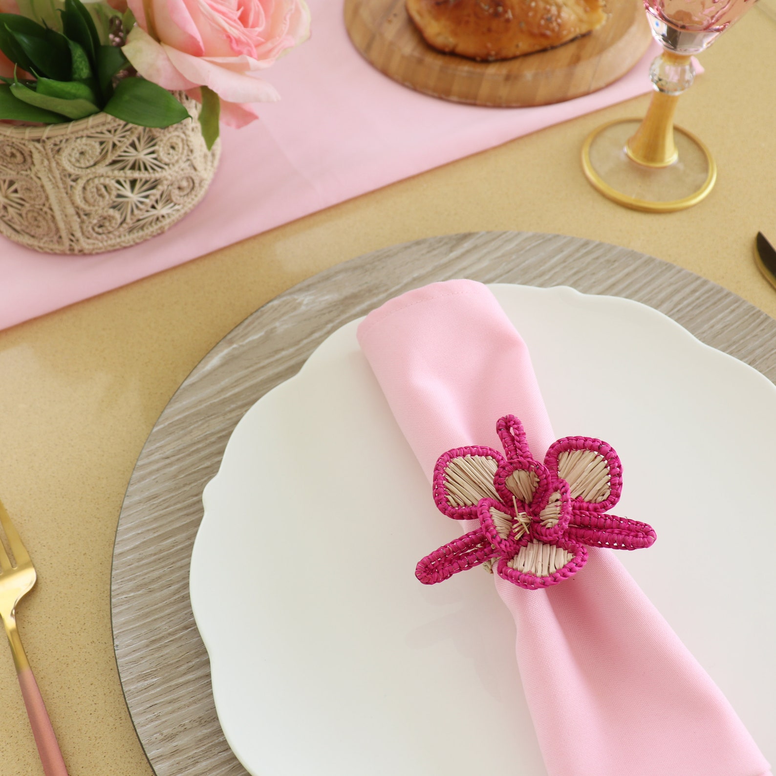 Orchid Straw/raffia Napkin Rings Etsy