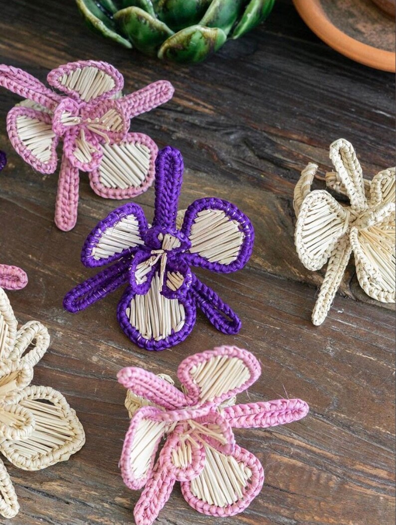 Orchid straw/raffia napkin rings Etsy