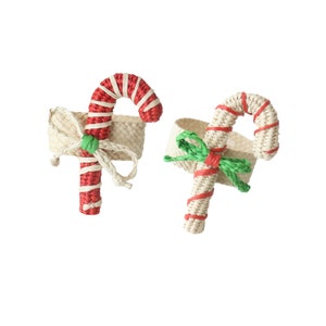 Candy Cane Napkin Ring - /Iraca/raffia/Christmas table decor