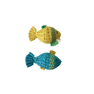 Fisch Serviettenring Set, Iraca/Stroh, Verschiedene Farben