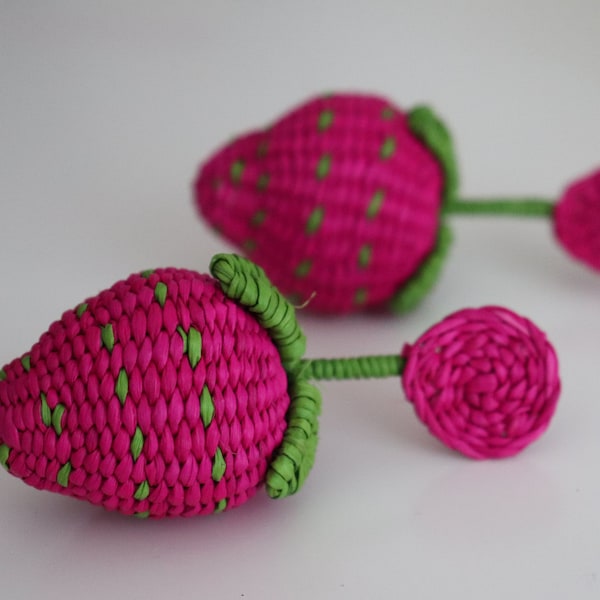 Strawberry straw earrings