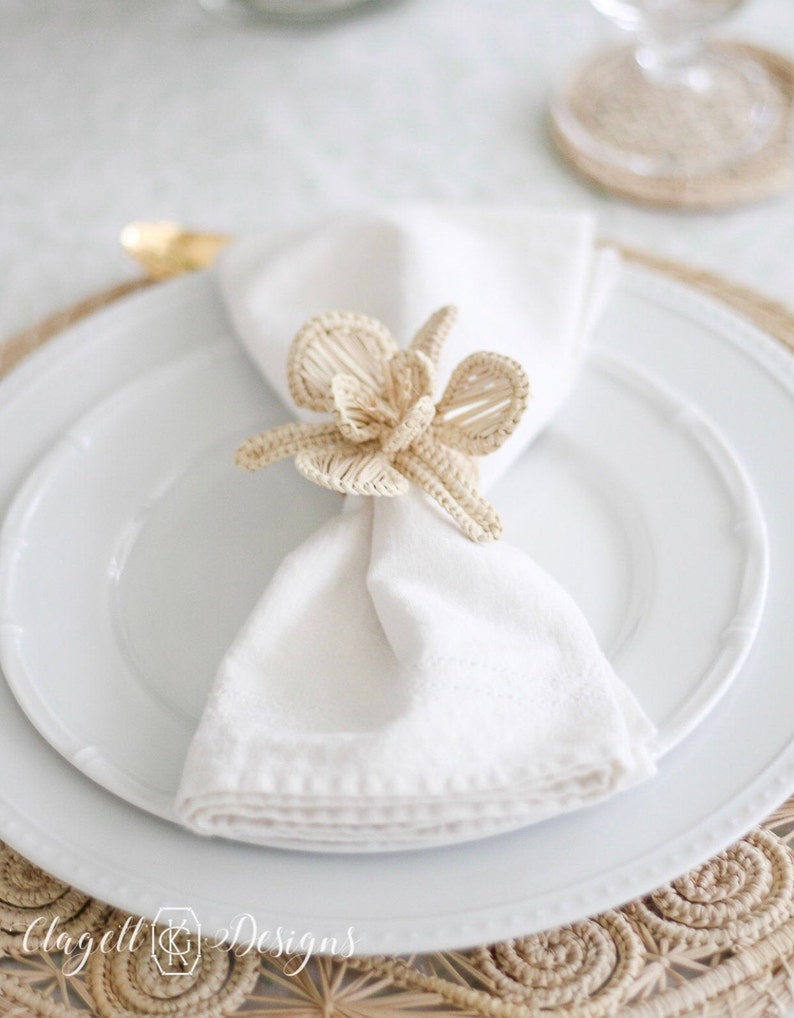 Orchid straw/raffia napkin rings Etsy