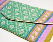 Vietnamese Wallets - Green, Purple, Tan - Handmade - White Thai People Western Vietnam - Organic Cotton -Natural Dye - Tribal - Plant Dye -