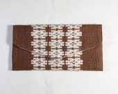 Vietnamese Wallet - Brown White -Handmade - White Thai People of Western Vietnam - Organic Cotton -Natural Dye - Tribal - Plant Dye -