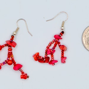 Guatemalan Mayan Earrings - Red - Handmade in Guatemala - Maya Tribe - Guatemala Earrings - Natural Fibers - Central America Fairtrade -