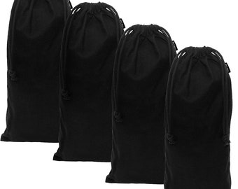 Shoe Dust Bags - Black Duster Flannel Single Shoe Pouch with Drawstring Closure for Travel, Home, Luggage, Handbags, Storage, Accessories